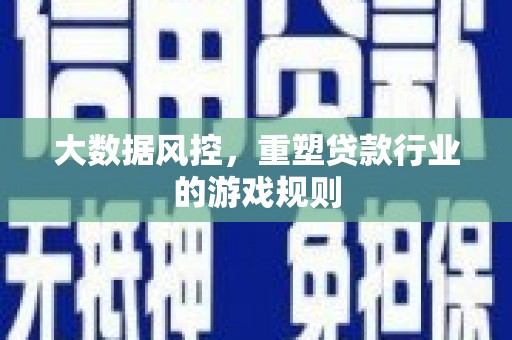 嵊州大数据风控，重塑贷款行业的游戏规则