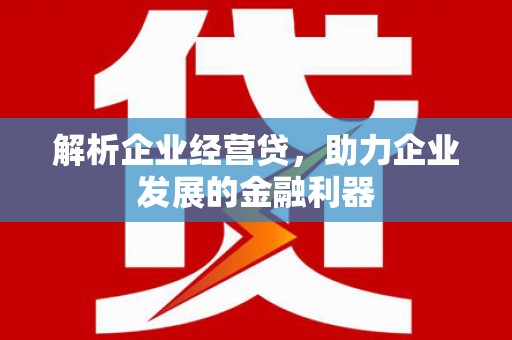 嵊州解析企业经营贷，助力企业发展的金融利器