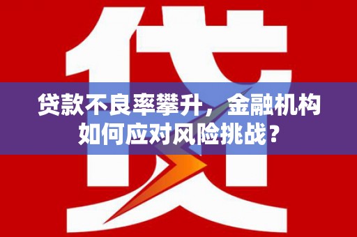 嵊州贷款不良率攀升，金融机构如何应对风险挑战？