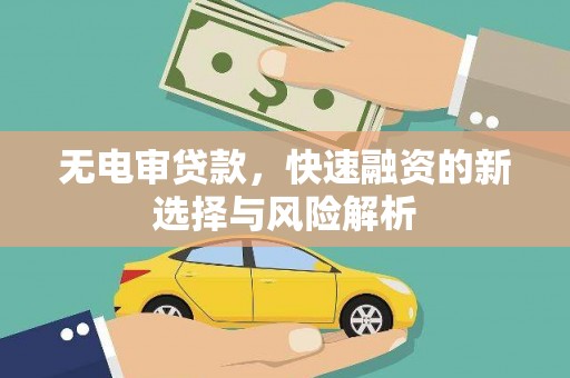 嵊州无电审贷款，快速融资的新选择与风险解析
