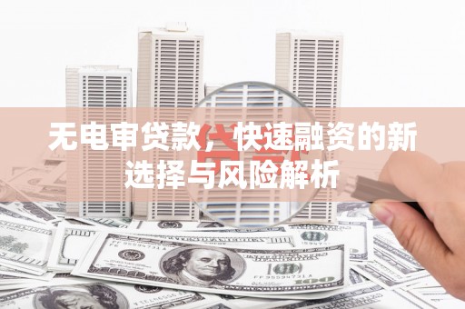 嵊州无电审贷款，快速融资的新选择与风险解析