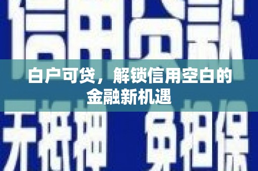 嵊州白户可贷，解锁信用空白的金融新机遇